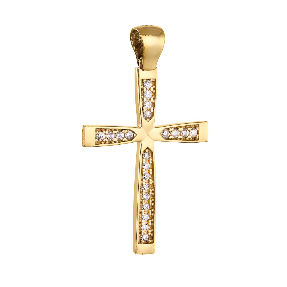 Χρυσός Σταυρός Κ9 με Ζιργκόν